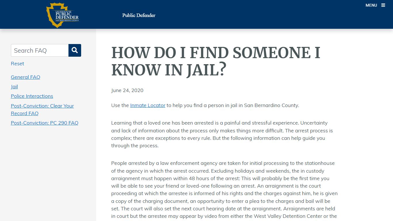 HOW DO I FIND SOMEONE I KNOW IN JAIL? – Public Defender